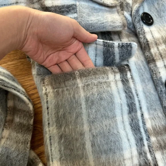 Excellent condition NA-KD Blue Checked Long Oversized Belted Trench Coat - Picture 4 of 7